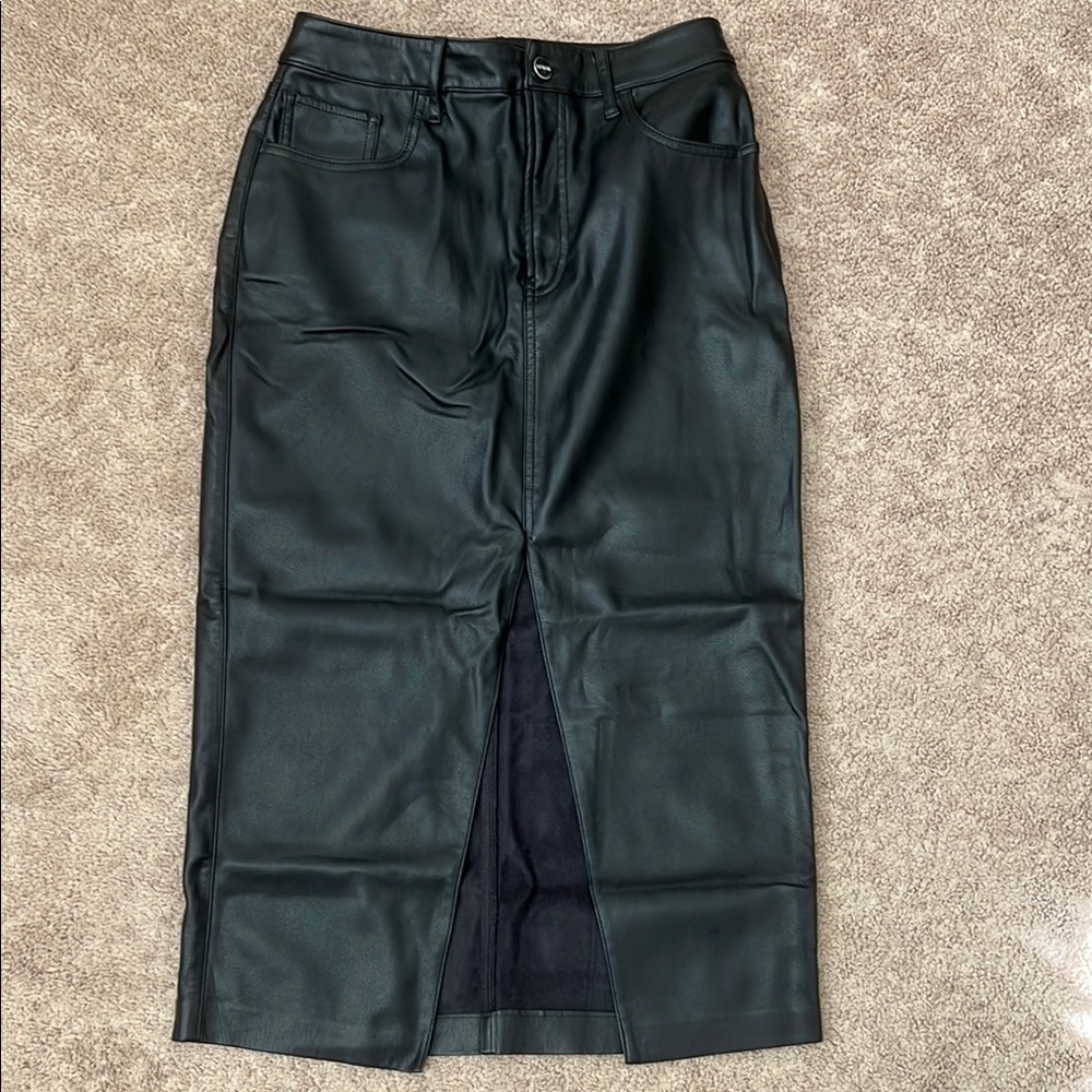 Express Black Pencil Midi Skirt with Slit